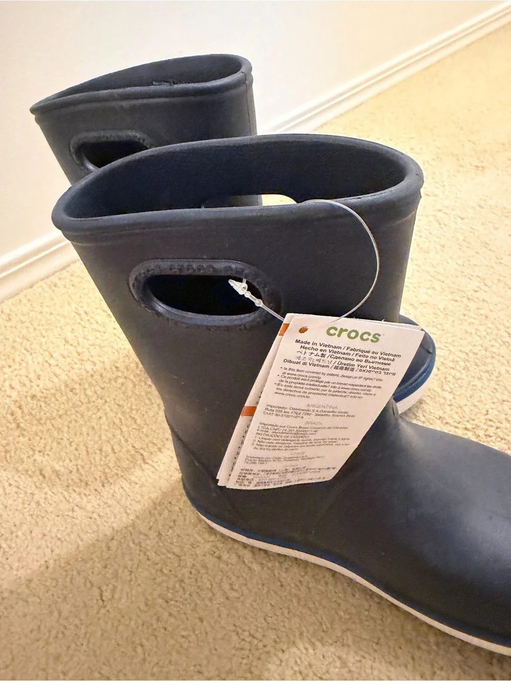 CROCS Kids Waterproof Navy Rain Boots
